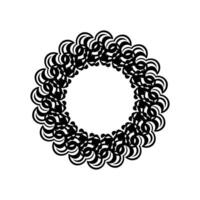 A black and white drawing of a circular wreath vector