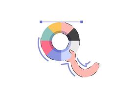 Hands holding a color wheel. Designer concept concept. Element for presentations, applications and sites. Trendy flat illustration. vector