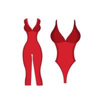One-piece red swimsuit. Beach women fashion, create your own design, design element, isolated. vector