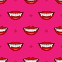 Seamless pattern of vampire mouths on a light background. Vector illustration for the holiday of Halloween.