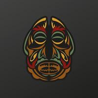 Polynesia totem mask in baroque color. Luxurious pattern with lace motifs. Isolated. Vector illustration