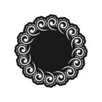 A black and white doily with swirls vector