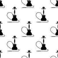 Vector Arabic Hookah Silhouette Seamless Pattern Isolated on White Background.