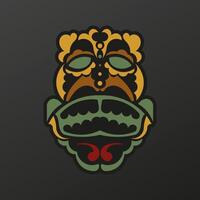 A colorful tiki mask on a black background vector