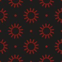 A red and black pattern with sunflowers vector