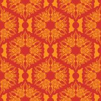 patrón transparente rojo-naranja con adornos decorativos de lujo, vintage. bueno para fondos, estampados, prendas de vestir y textiles. ilustración vectorial vector