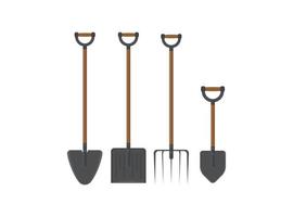 Short Handle Shovel and Spade is a three color illustration. Wooden handle and fiberglass handle included. vector