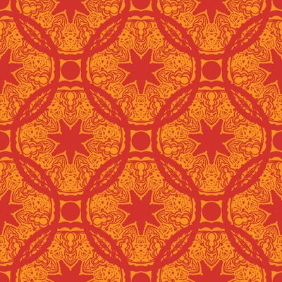 Red-orange seamless pattern with luxury, vintage, decorative ornaments. Good for menus, postcards, wallpaper and fabric. Vector illustration.