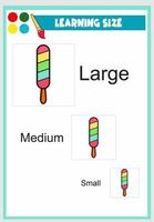 learning size for kids , delicious ice cream vector