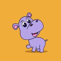 lindo bebé hipopótamo icono illustration.flat estilo de dibujos animados vector
