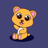 Cute baby bear icon illustration.flat cartoon style vector