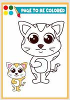 libro para colorear para niños con gato, plantilla para colorear, colorante para niños vector