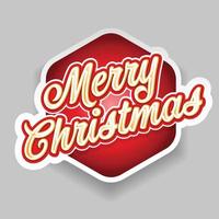 Merry Christmas label red lettering vector