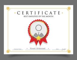 Best Employee of the Month certificate template vector