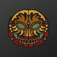 Polynesia totem mask in baroque color. Face of the gods of ancient tribes tattoo. vector