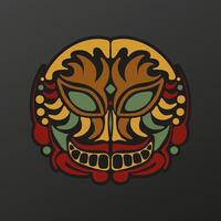 Polynesia totem mask in baroque color. Face of the gods of ancient tribes tattoo. vector