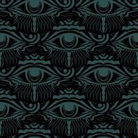 Dark green seamless pattern All seeing eye. Good for backgrounds, prints, clothing and textiles. Vector illustration.