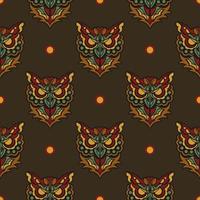 Seamless pattern with owls in the colors of the baroque style. Good for backgrounds, prints, apparel and textiles. Vector illustration.