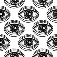 Evil eye vector seamless pattern. Magic, witchcraft, occult symbol, line art collection. Hamsa eye, magic eye, decorative element. Fabric, textiles, gifts, wallpaper.