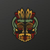 Face of the gods of ancient tribes tattoo. Luxurious pattern with lace motifs. Isolated. Vector illustration