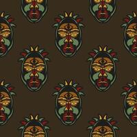 Seamless pattern with masks of the gods in the colors of the baroque style. Good for covers, fabrics, postcards and printing. Vector illustration.