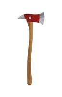 Big AXE with a red handle, realistic illustration, vector on a white background.