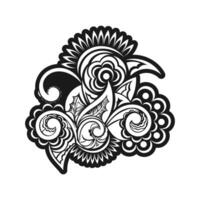 A black and white drawing of a flower vector