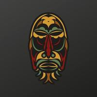 Polynesia mask in baroque color. The face of the gods of the ancient tribes. Luxurious pattern with lace motifs. Isolated. Vector illustration