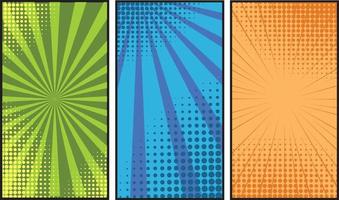 Halftone Comic Book Sunburst Background. Superhero Poster Backdrop Vector