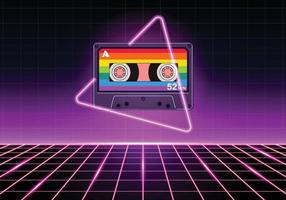 Retro Cassete with Sparking Neon Color vector