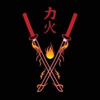 Sword with Flames and Beautiful Design vector