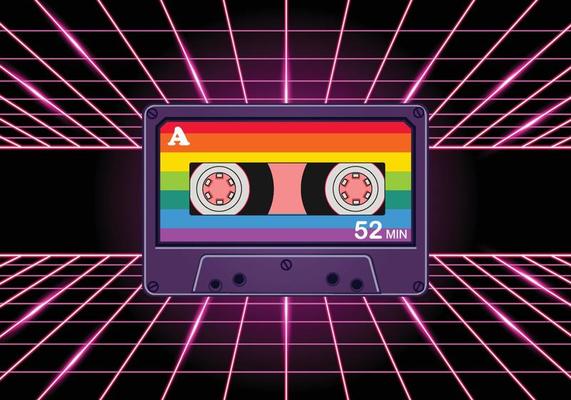 Retro Cassete with Sparking Neon Color