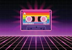 Retro Cassete with Sparking Neon Color vector