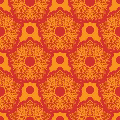 Red-orange seamless pattern with luxury, vintage, decorative ornaments. Good for covers, fabrics, postcards and printing. Vector illustration.