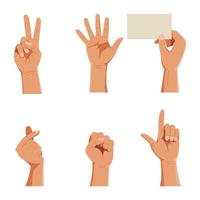 Gesturing. Set of hands in different gestures vector