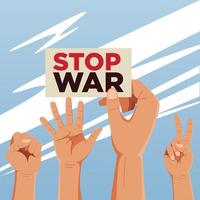 detener la guerra levantando las manos banner de campaña vector