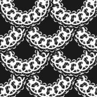 Damask seamless vector background. Black and white floral element. Graphic ornament for wallpaper, fabric, wrapping, packaging. Damask floral ornament.
