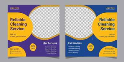 Reliable Cleaning Service Corporate Business Square Flyer Social Media Post Template Design vector