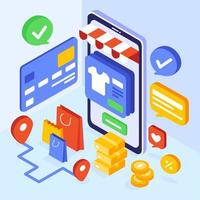 Online Shopping Isometric Concept vector