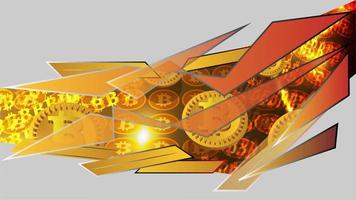 Crypto currency gold sticker stripes with glowing color dodge Styles. 3D design background. vector