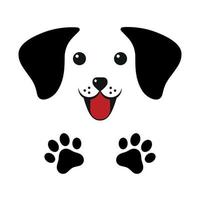 illustration of a cute dog face with paws vector