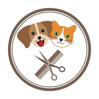 emblem with dog and cat for pet grooming salon vector