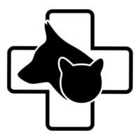 emblema veterinario con la cabeza de un perro y un gato vector