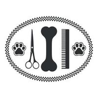 illustration emblem animal grooming with scissors and comb vector