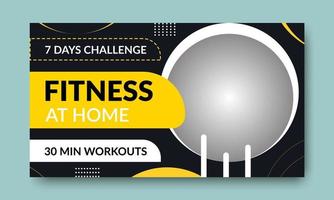 Video thumbnail template for exercise gym Fitness, Fitness at Home Youtube Thumbnail, Gym exercise youtube thumbnail, Youtube Thumbnail Template, and Web Banner vector