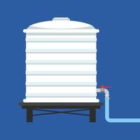 Water tank vector. Tap. free space for text. white water tank on blue background. vector