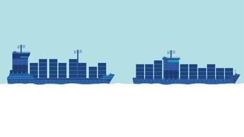 flat character side view shipping container cargo ship vector