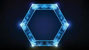 abstract futuristic background of technology neon hexagon frame with smoke vector