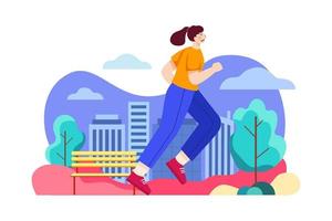 Girl doing jogging vector