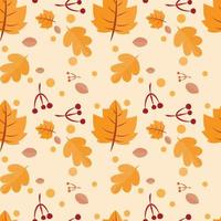 Seamless background with pattern of autumn leaves, vector illustration concept of fall, for wallpaper, textile, fabric pattern, carpet, or apparel.